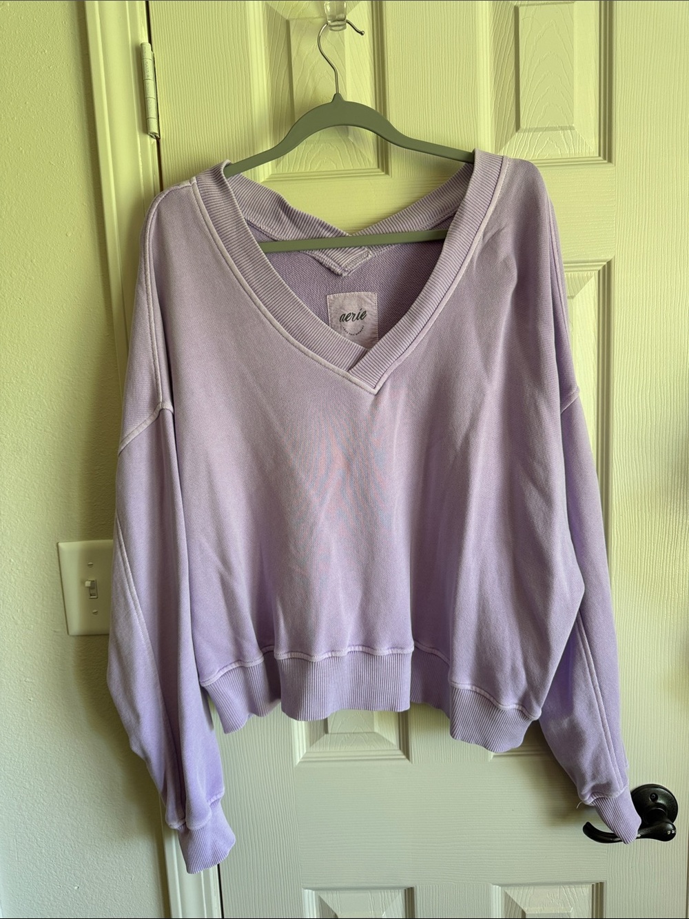 Aerie Lavender V‑Neck Cozy Sweatshirt